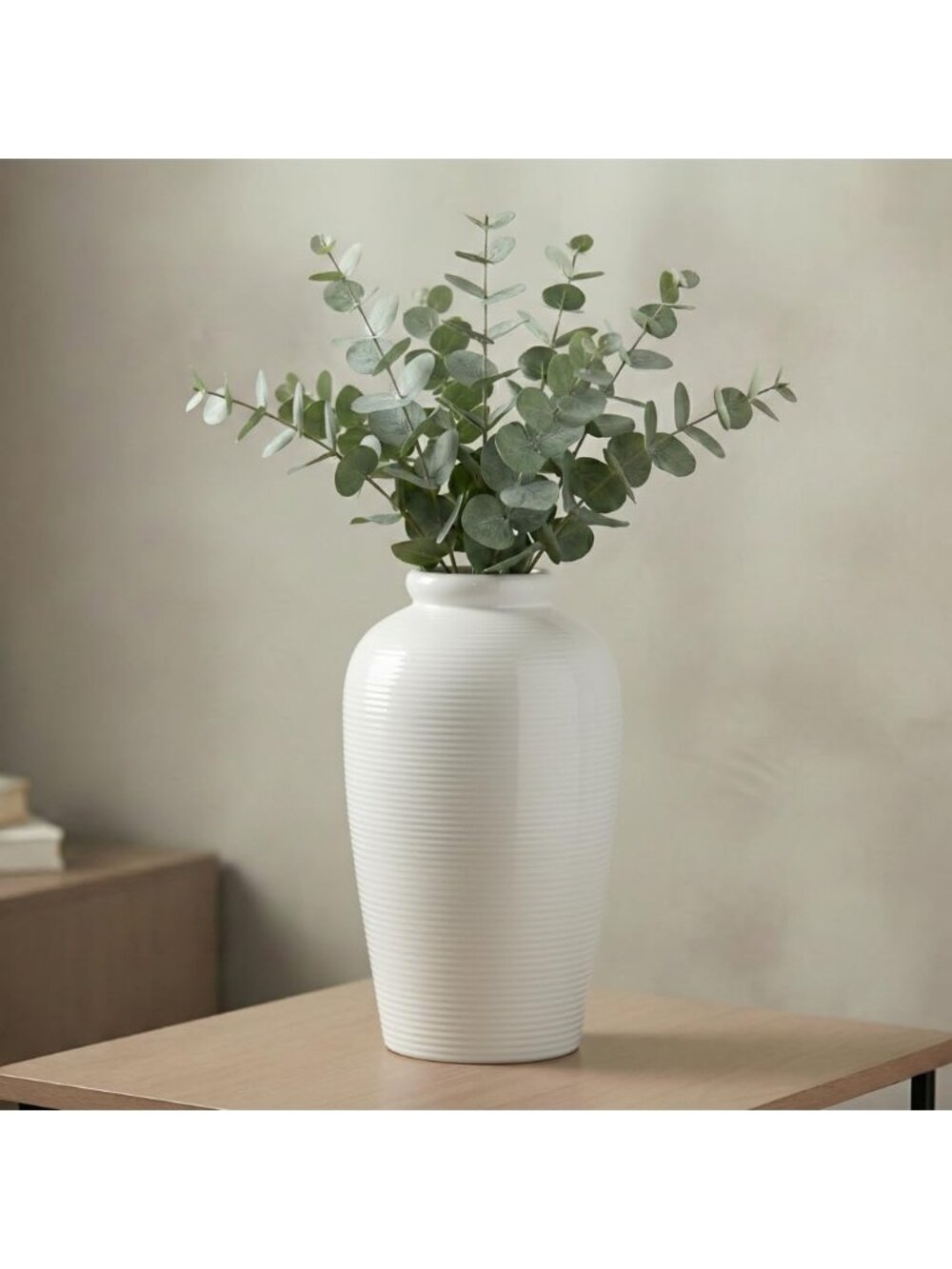 11 Inch Large White Rustic Farmhouse Ceramic Pottery Vase Pampas Grass Home Deco